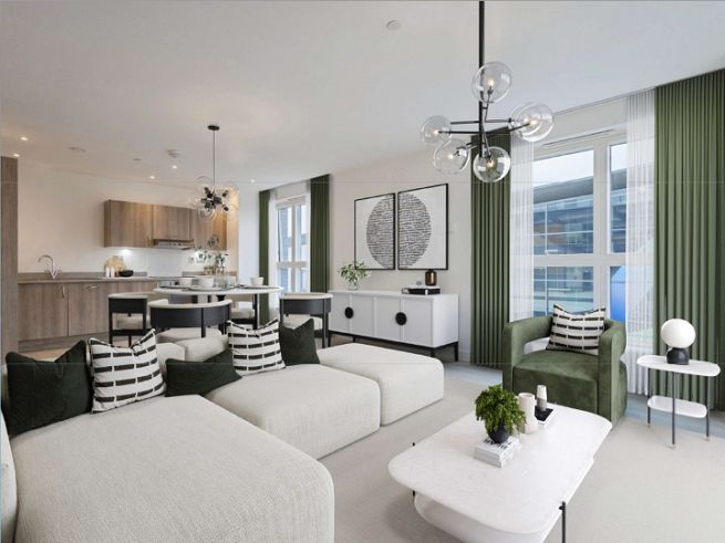 These internal photographs of a typical apartment have been digitally enhanced for marketing purposes only. The photographs include computer generated examples of furniture, lighting and accessories for demonstration and are not included with the sale